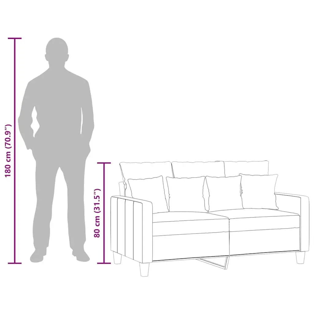 Black Fabric Sofa 120cm Modern 2-Seater Couch for Living Room and Lounge