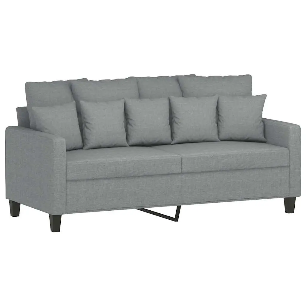 2-Seater Sofa Grey Fabric 140cm Living Room Couch Comfortable Armrest Backrest