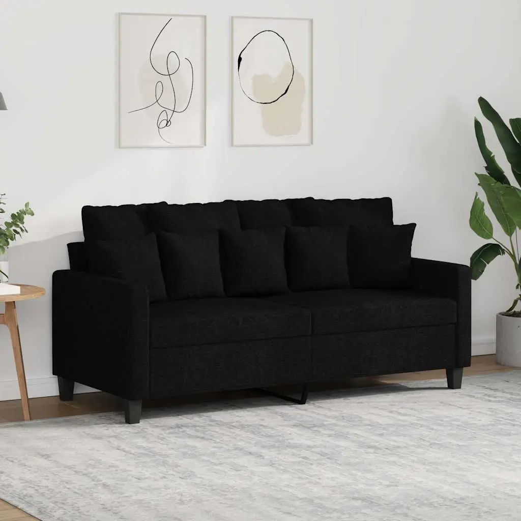 2-Seater Sofa Black 140cm Modern Fabric Couch