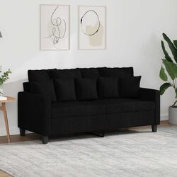 2-Seater Sofa Black 140cm Living Room Couch Modern Fabric Lounge Seat