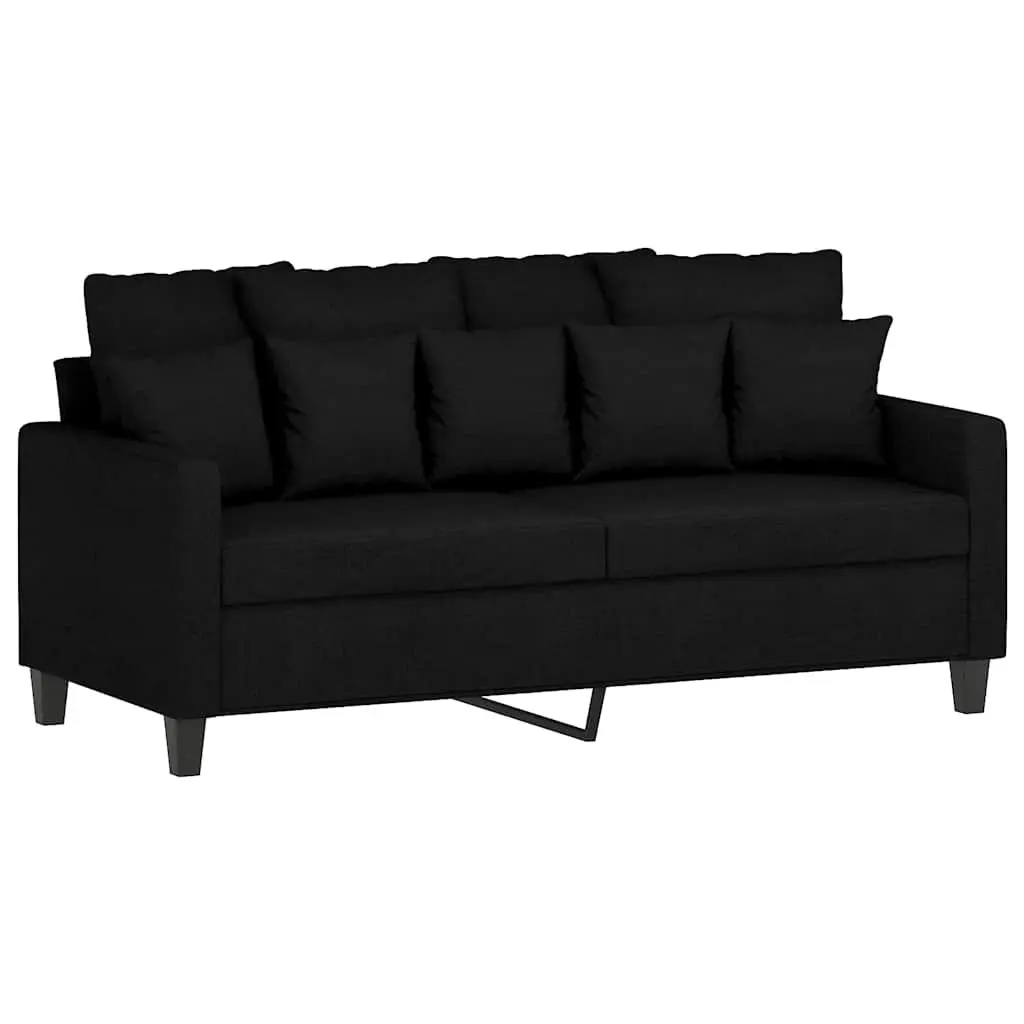 2-Seater Sofa Black 140cm Modern Fabric Couch