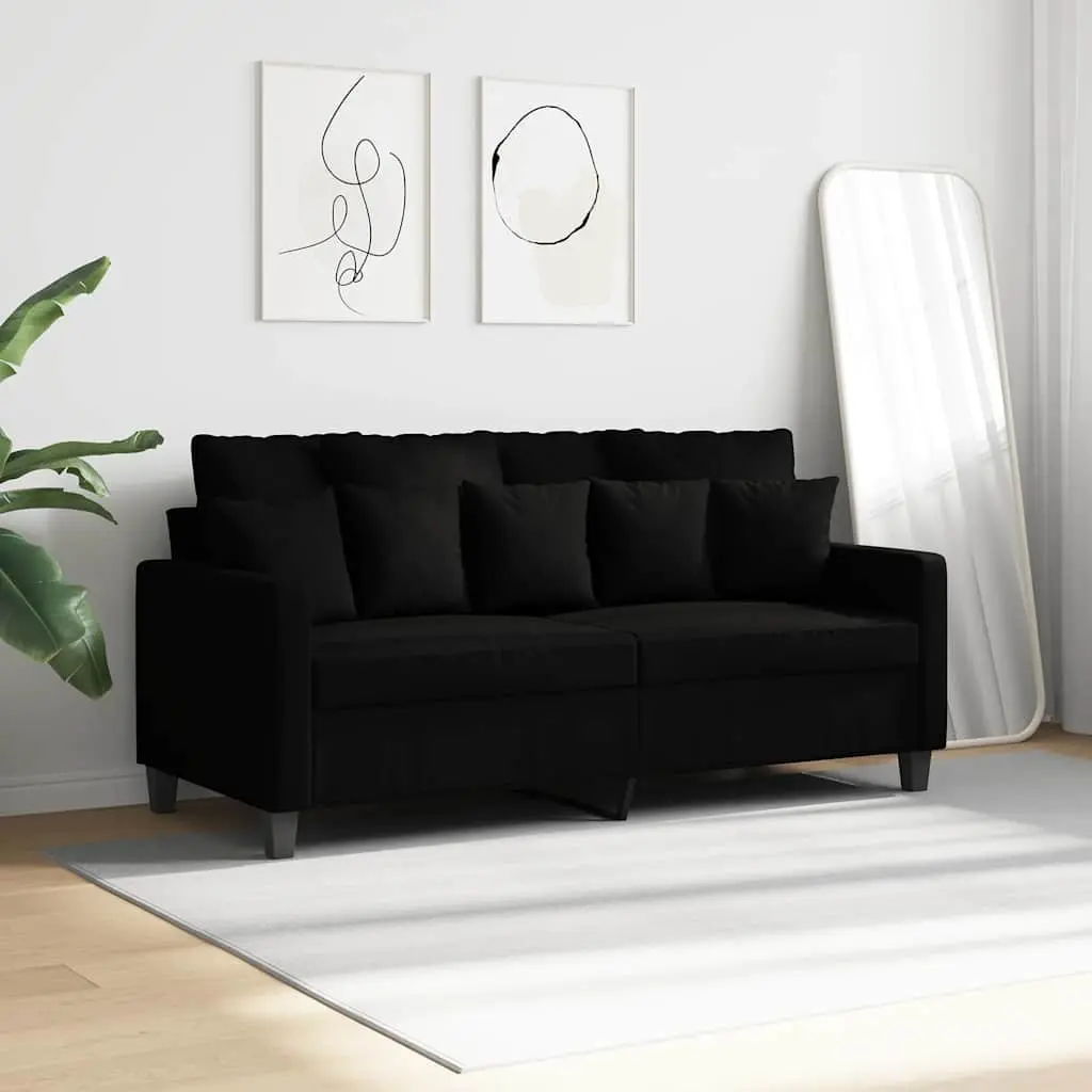 2-Seater Sofa Black 140cm Modern Fabric Couch