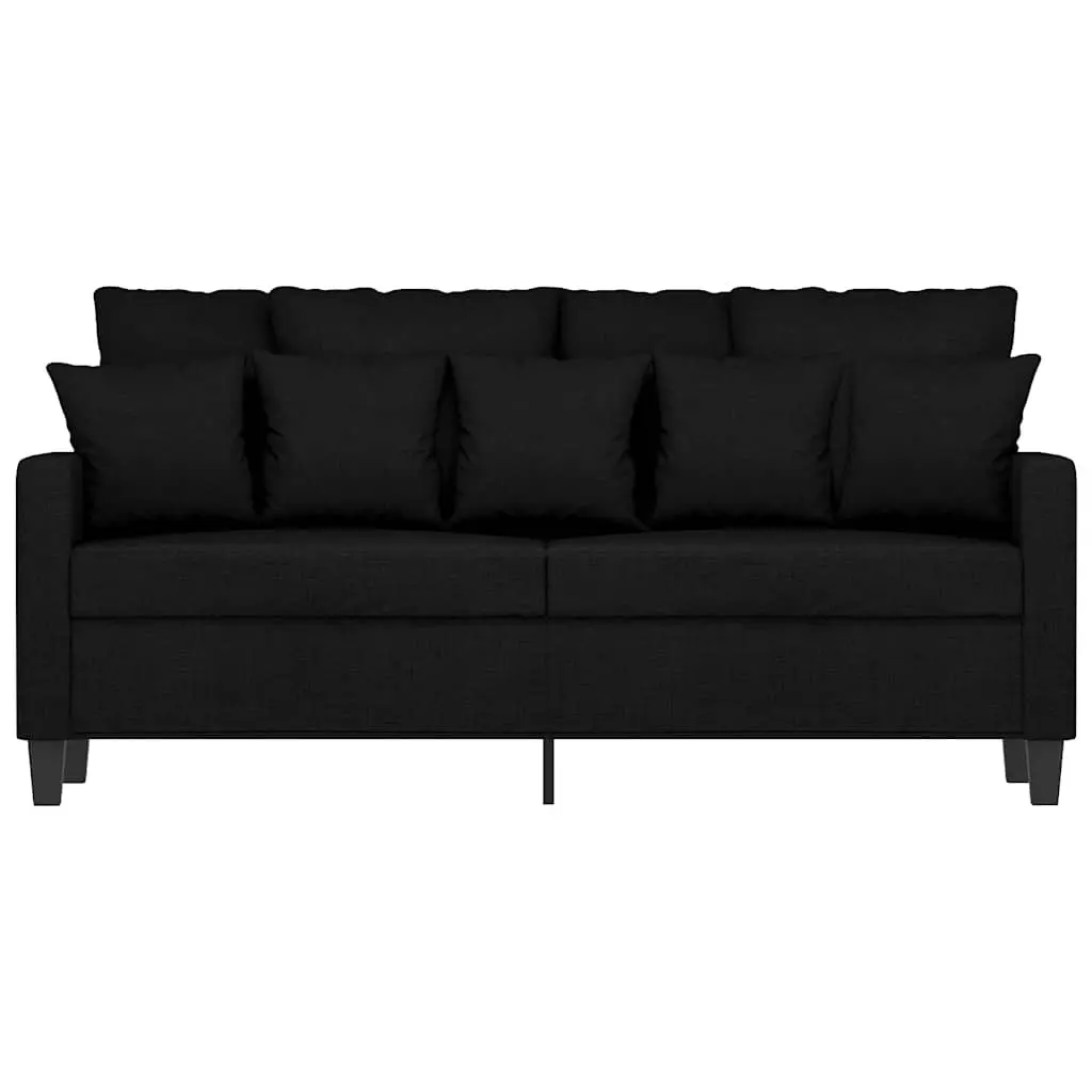 2-Seater Sofa Black 140cm Modern Fabric Couch