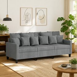 Comfortable Grey Fabric 3-Seater Sofa for Living Rooms