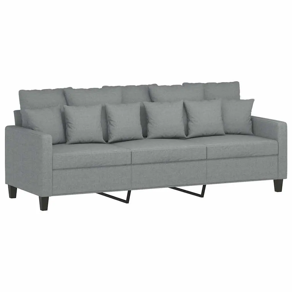 3-Seater Sofa Grey Fabric 180cm Living Room Couch Modern Design Comfortable
