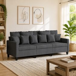 3-Seater Sofa Dark Grey 180cm Comfortable Living Room Couch