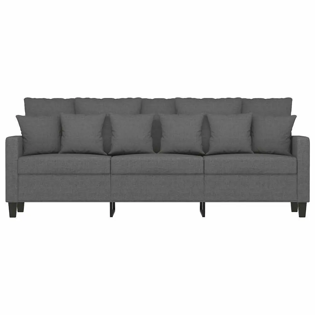 3-Seater Sofa Dark Grey 180cm Fabric Upholstered Couch Metal Frame