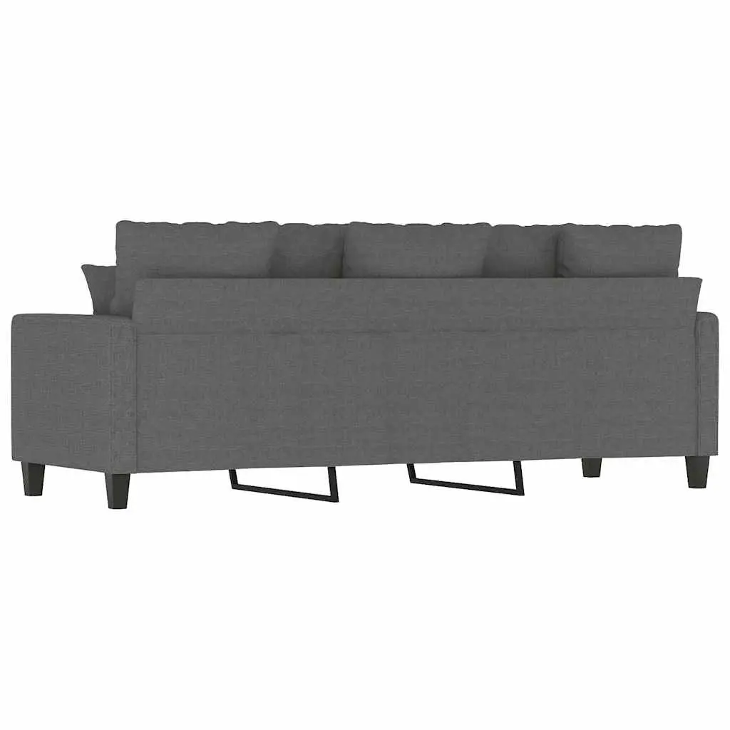 3-Seater Sofa Dark Grey 180cm Fabric Upholstered Couch Metal Frame