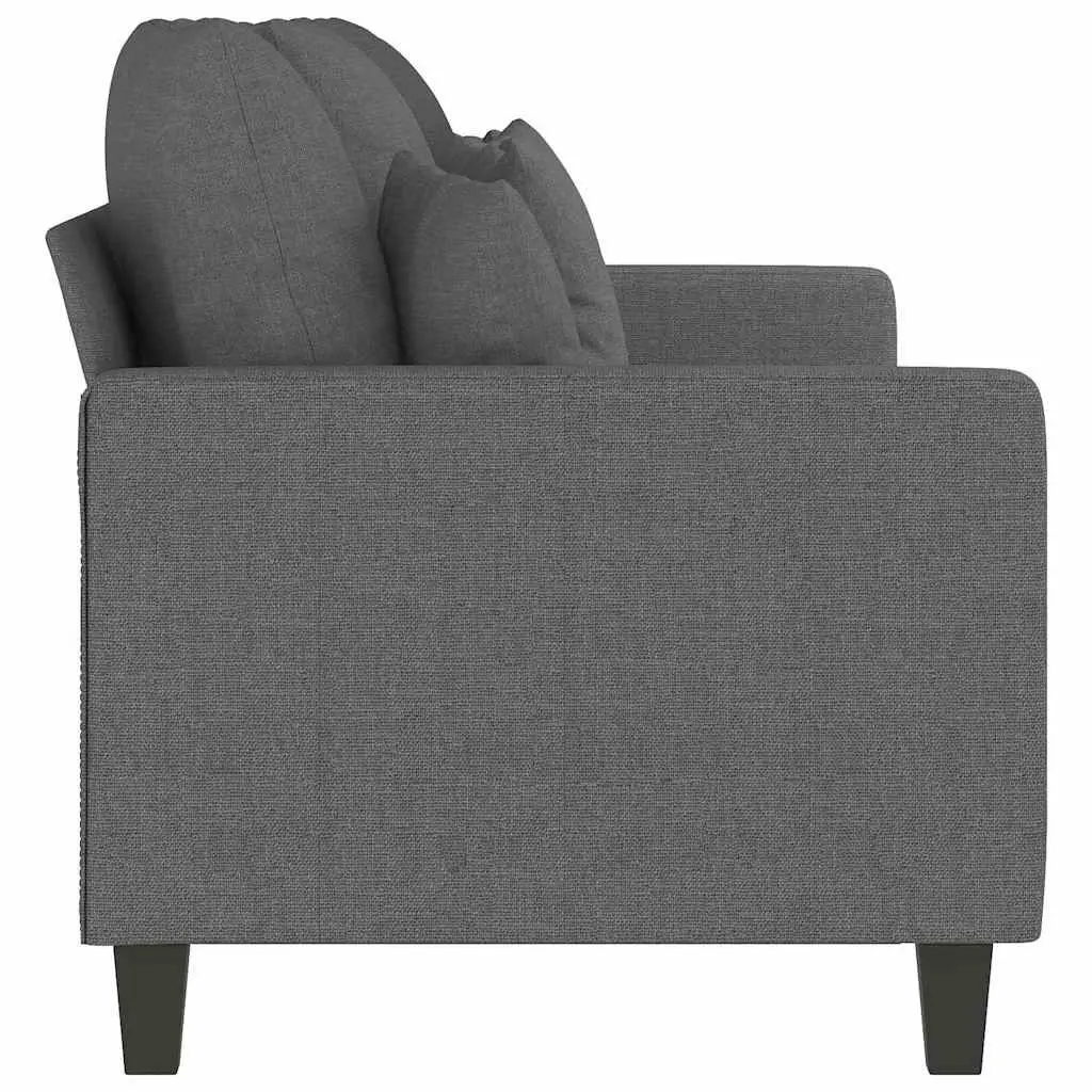 3-Seater Sofa Dark Grey 180cm Fabric Upholstered Couch Metal Frame