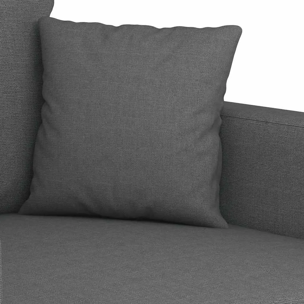 3-Seater Sofa Dark Grey 180cm Fabric Upholstered Couch Metal Frame