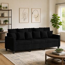180cm Black 3-Seater Sofa for Living Room Comfort