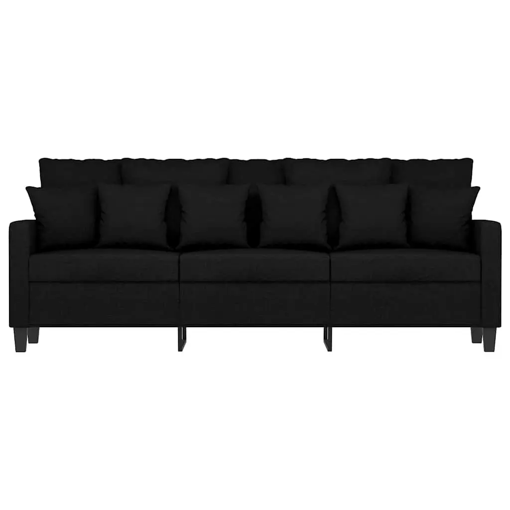3-Seater Sofa Black 180cm Fabric Modern Lounge Couch