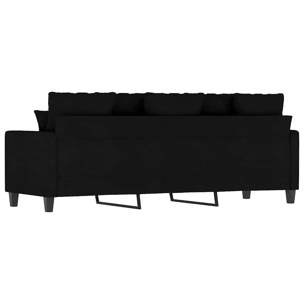 3-Seater Sofa Black 180cm Fabric Modern Lounge Couch