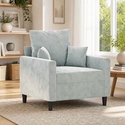 Light Grey Velvet Sofa Chair for Cozy Living Spaces