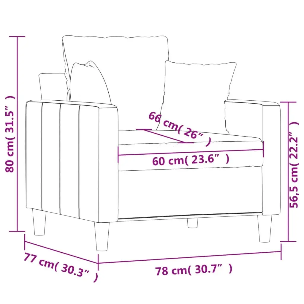 Sofa Chair Grey Velvet 60cm Padded Seat Modern Metal Frame