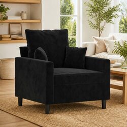 Modern Black Velvet Sofa Chair for Cozy Living Spaces