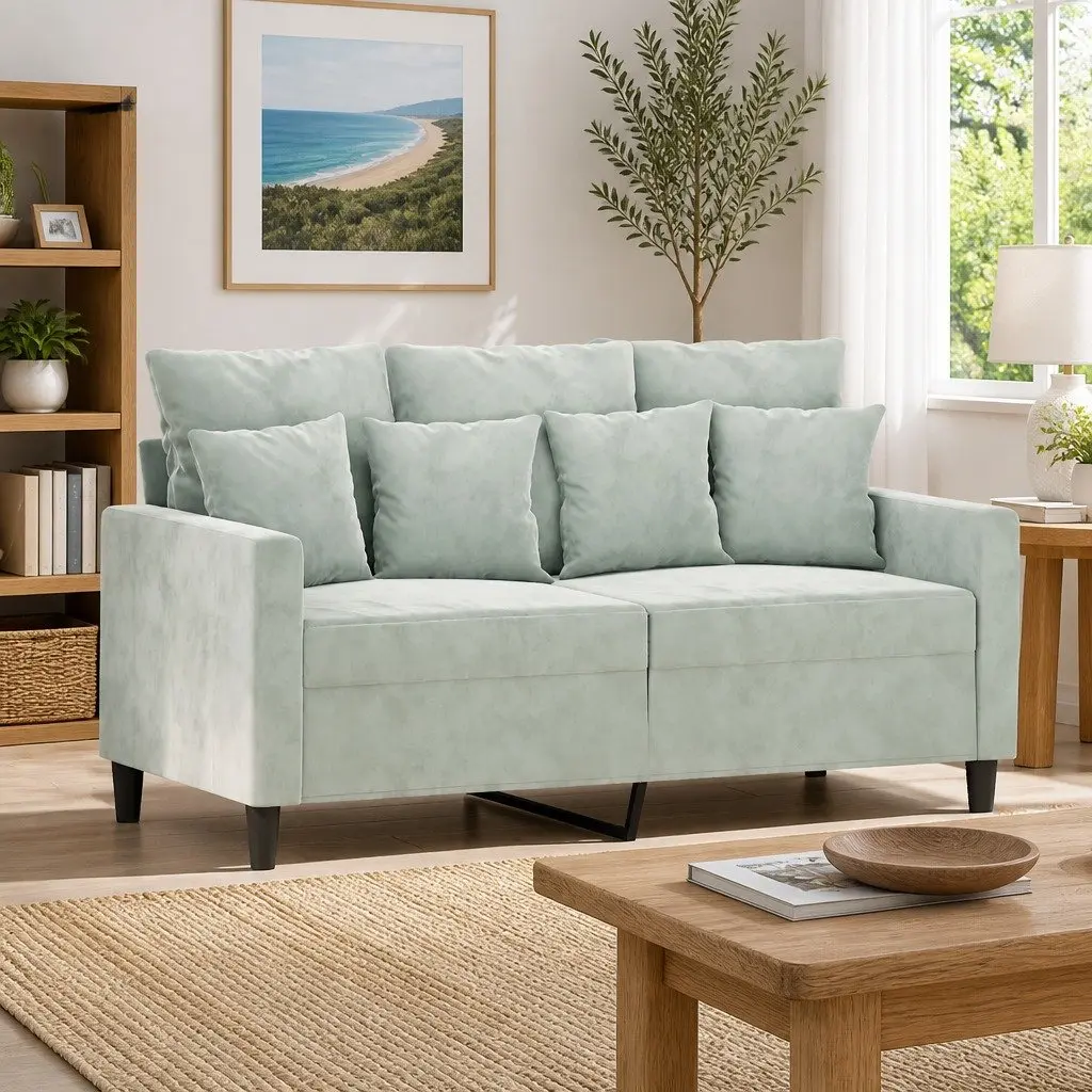 2-Seater Sofa Grey Velvet 120cm Modern Couch