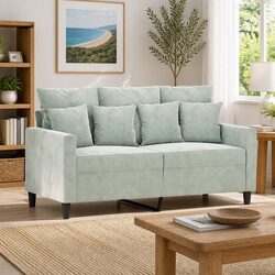 Comfortable 2-Seater Sofa in Grey Velvet for Cozy Spaces