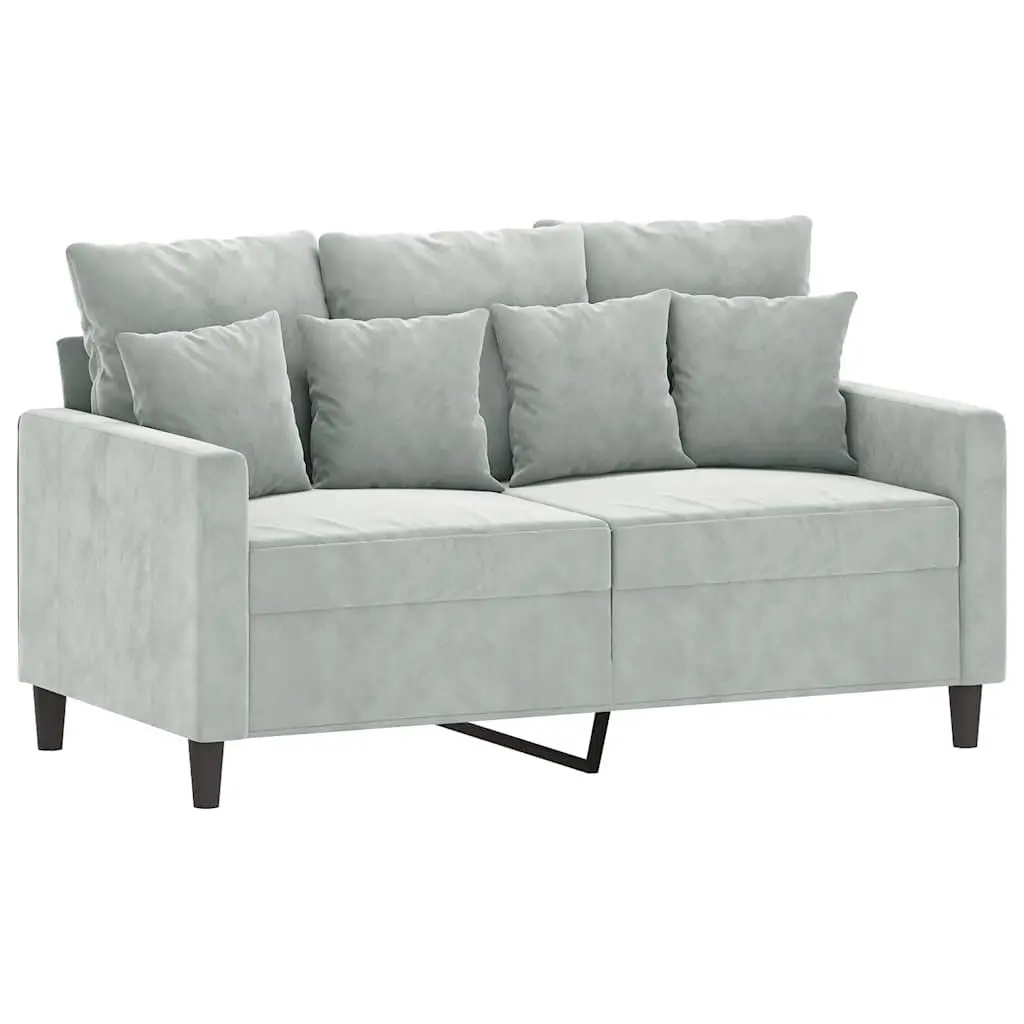 2-Seater Sofa Grey Velvet 120cm Modern Couch