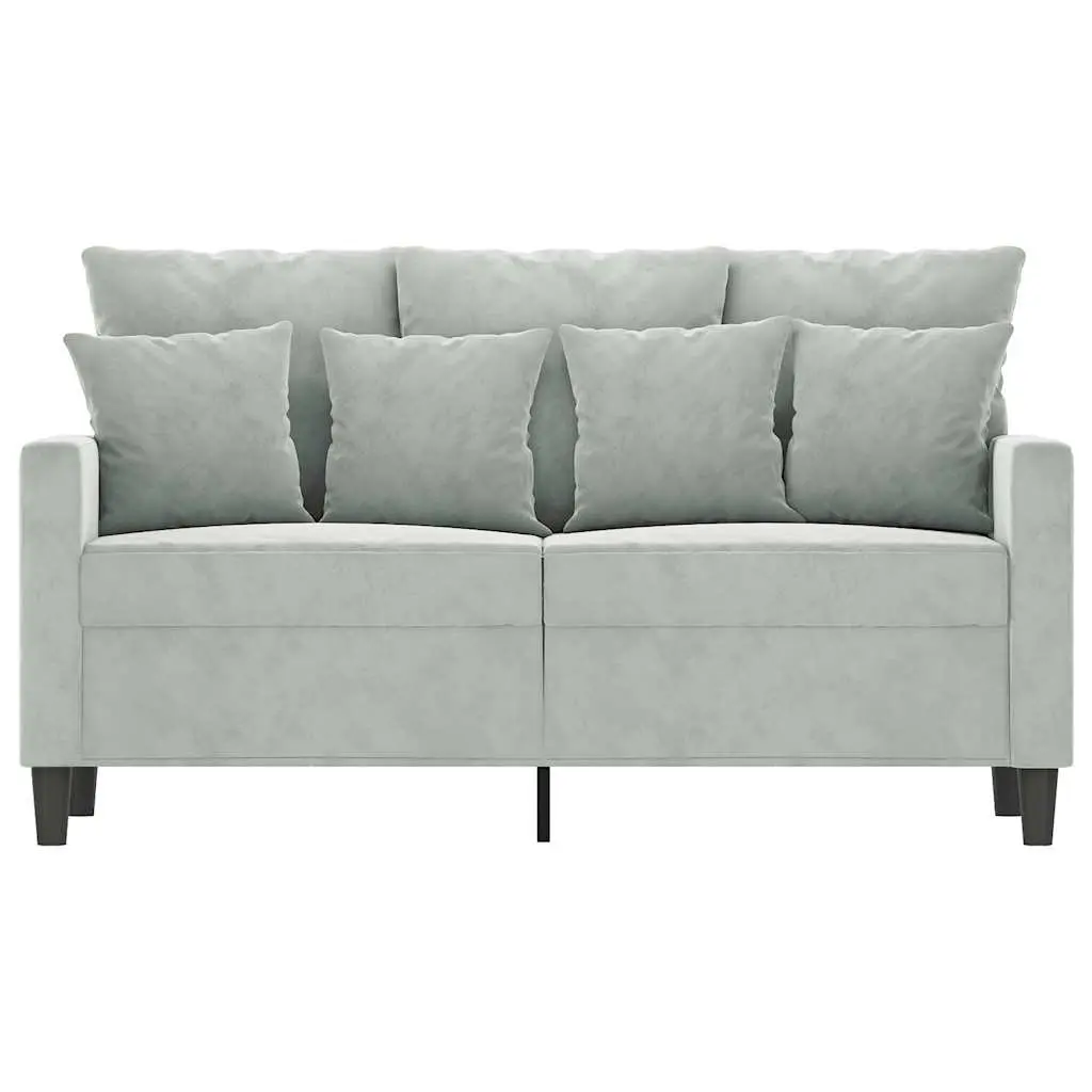 2-Seater Sofa Grey Velvet 120cm Modern Couch