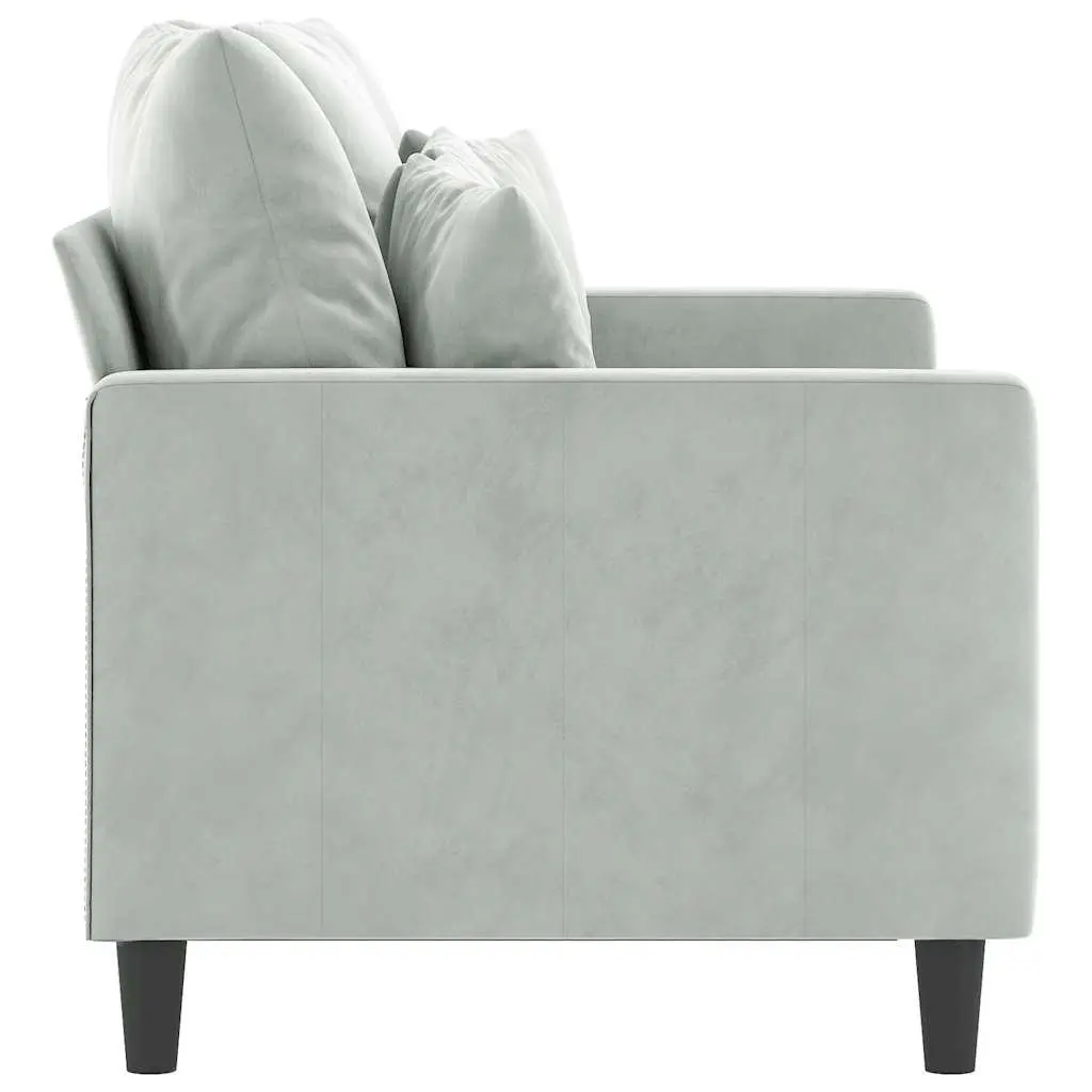 2-Seater Sofa Grey Velvet 120cm Modern Couch
