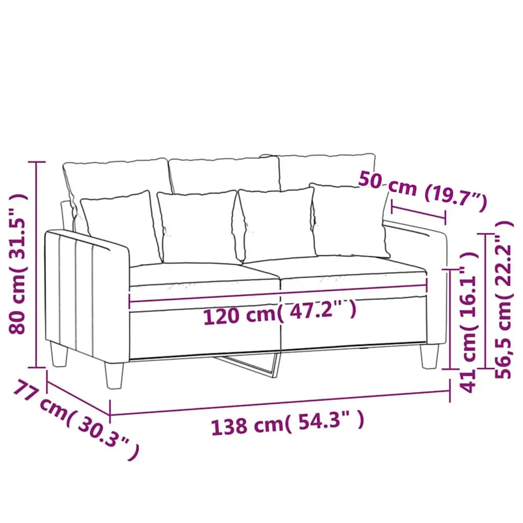 2-Seater Sofa Grey Velvet 120cm Modern Couch