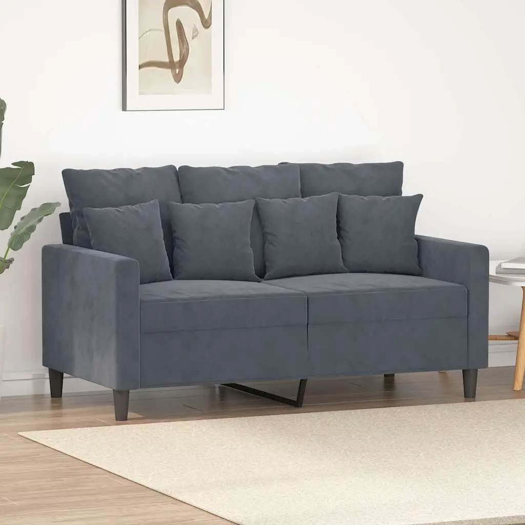 2-Seater Sofa Grey Velvet 120cm Modern Upholstered Furniture