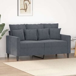2-Seater Sofa Grey Velvet 120cm Modern Living Room Couch Upholstered Furniture