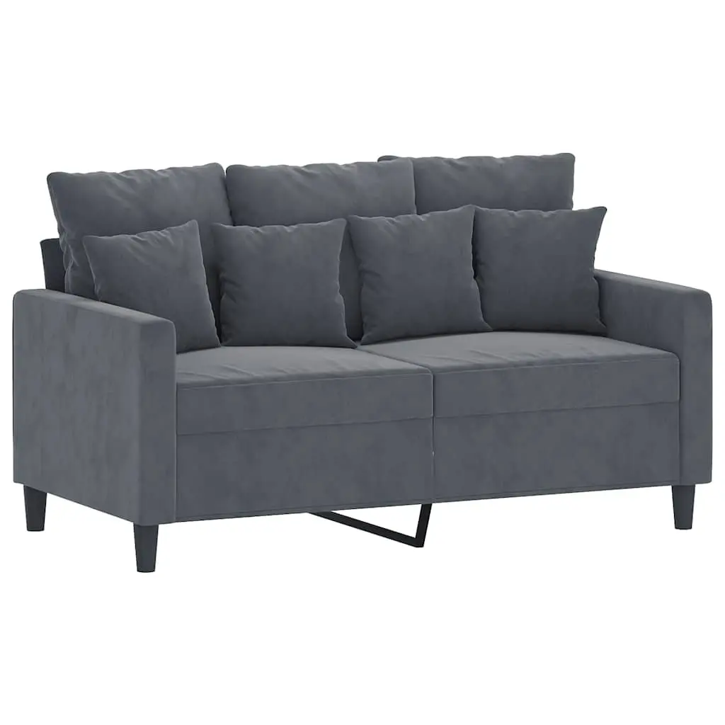 2-Seater Sofa Grey Velvet 120cm Modern Upholstered Furniture