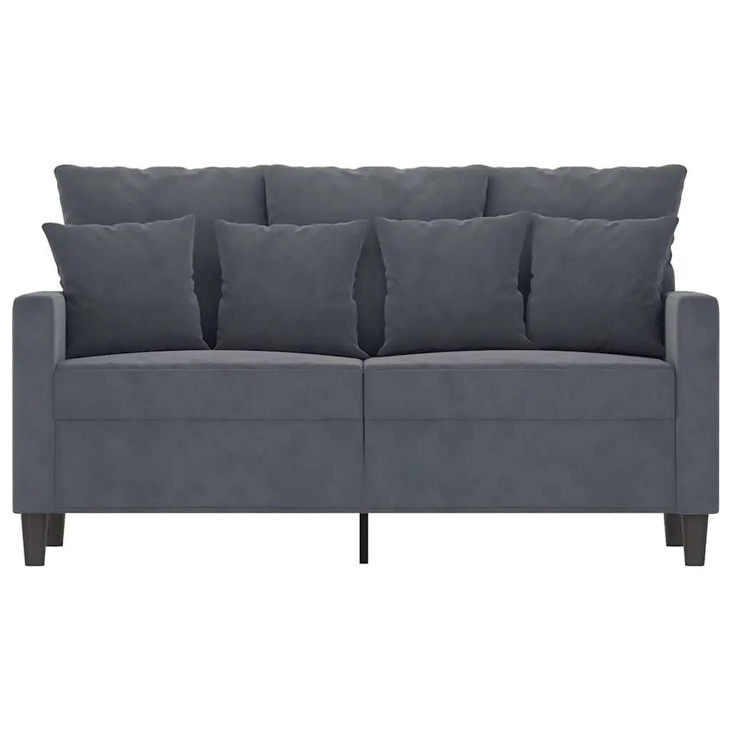 2-Seater Sofa Grey Velvet 120cm Modern Upholstered Furniture