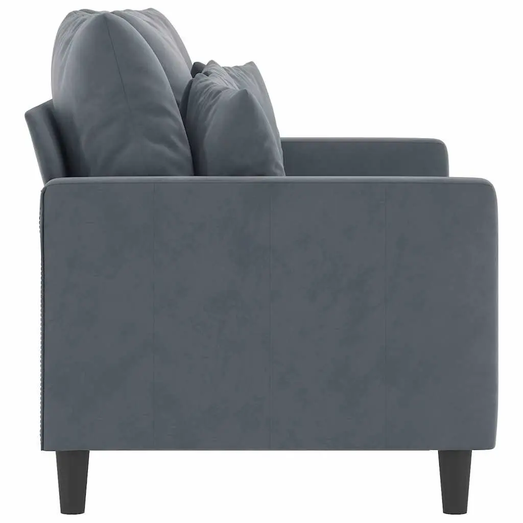 2-Seater Sofa Grey Velvet 120cm Modern Upholstered Furniture