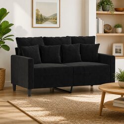 Elegant Black 2-Seater Velvet Sofa for Living Rooms