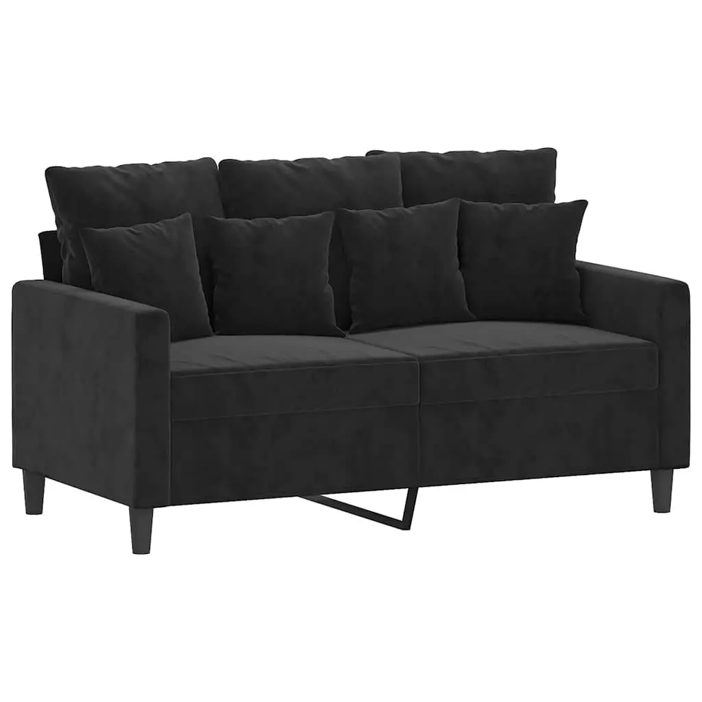 2-Seater Sofa Black 120cm Velvet Upholstered Modern Lounge Couch