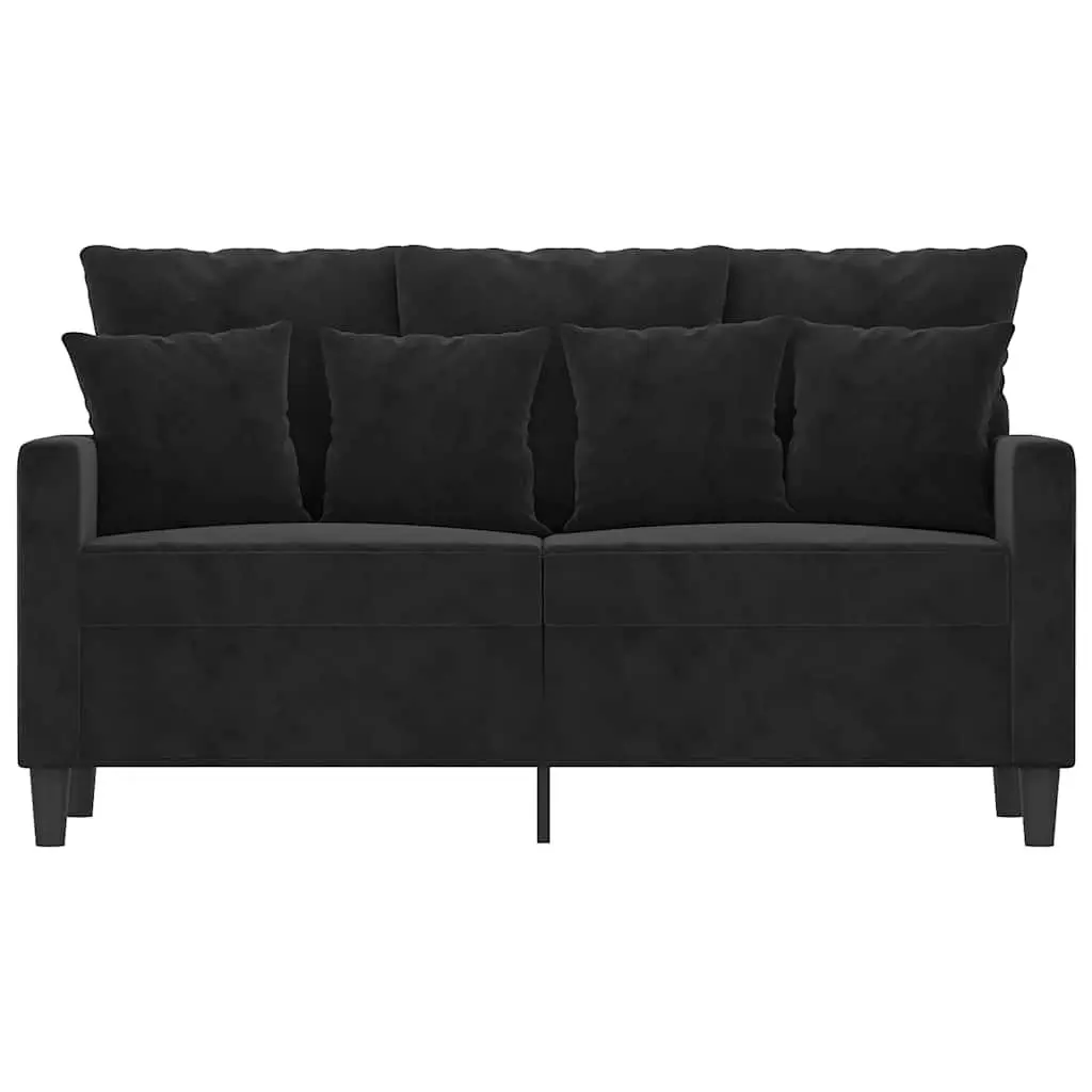 2-Seater Sofa Black 120cm Velvet Upholstered Modern Lounge Couch