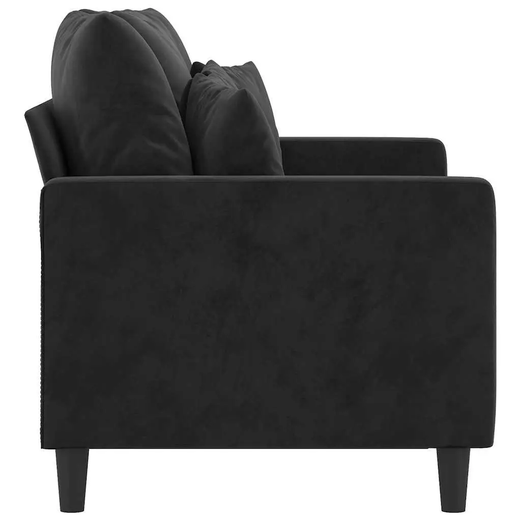 2-Seater Sofa Black 120cm Velvet Upholstered Modern Lounge Couch