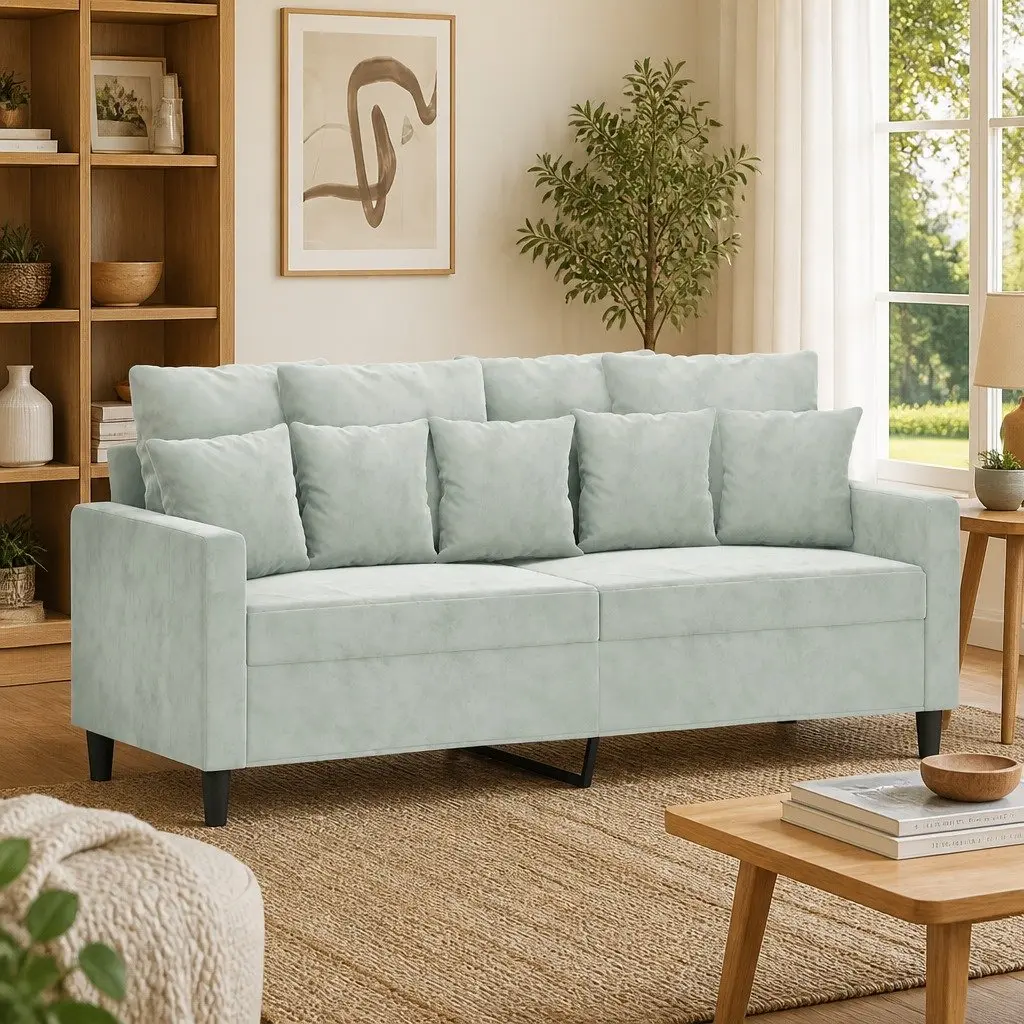 2-Seater Sofa Grey 140cm Velvet Modern Couch