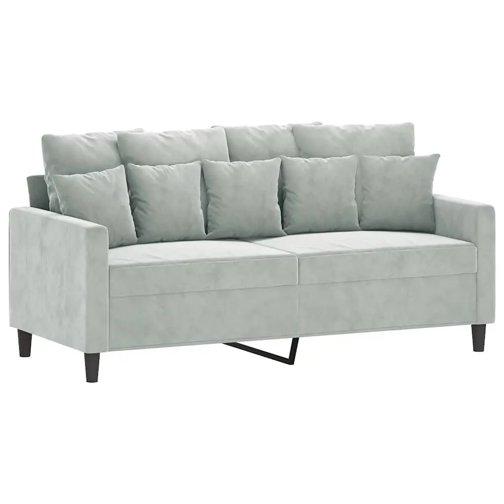 2-Seater Sofa Grey 140cm Velvet Modern Couch