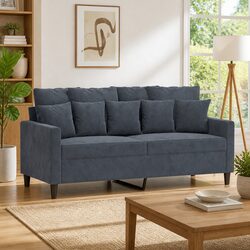 Grey Velvet 2-Seater Sofa with Padded Armrests