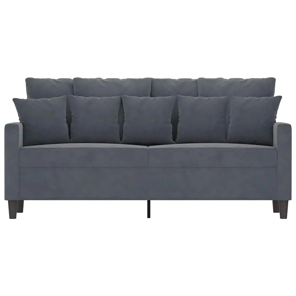 2-Seater Sofa Grey Velvet 140cm Modern Metal Frame Padded Armrests