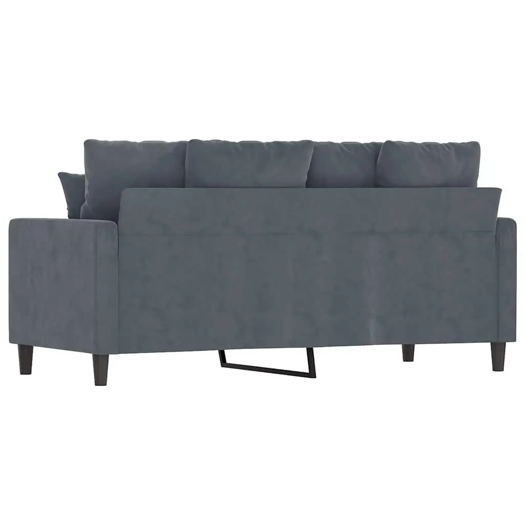 2-Seater Sofa Grey Velvet 140cm Modern Metal Frame Padded Armrests
