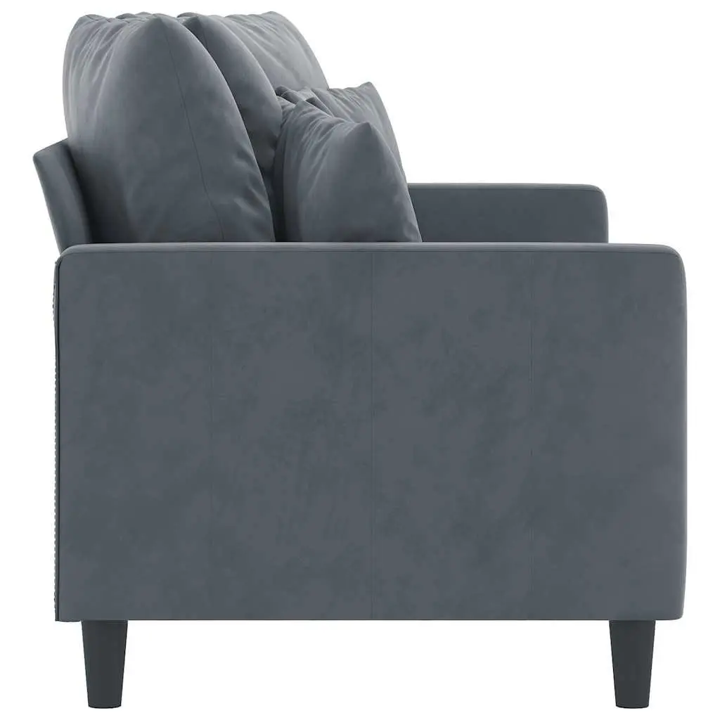 2-Seater Sofa Grey Velvet 140cm Modern Metal Frame Padded Armrests