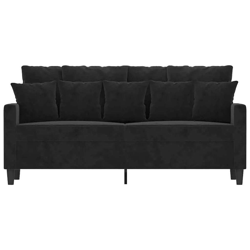 2-Seater Black Sofa 140cm Velvet Upholstered Couch