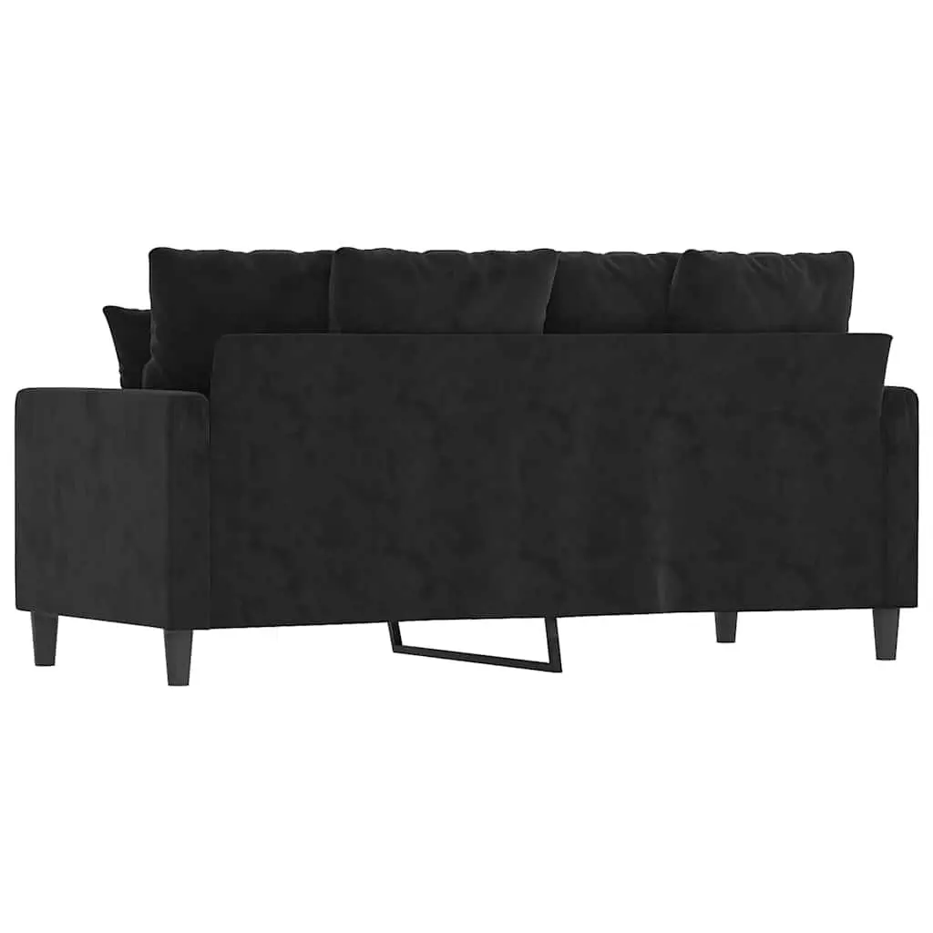 2-Seater Black Sofa 140cm Velvet Upholstered Couch
