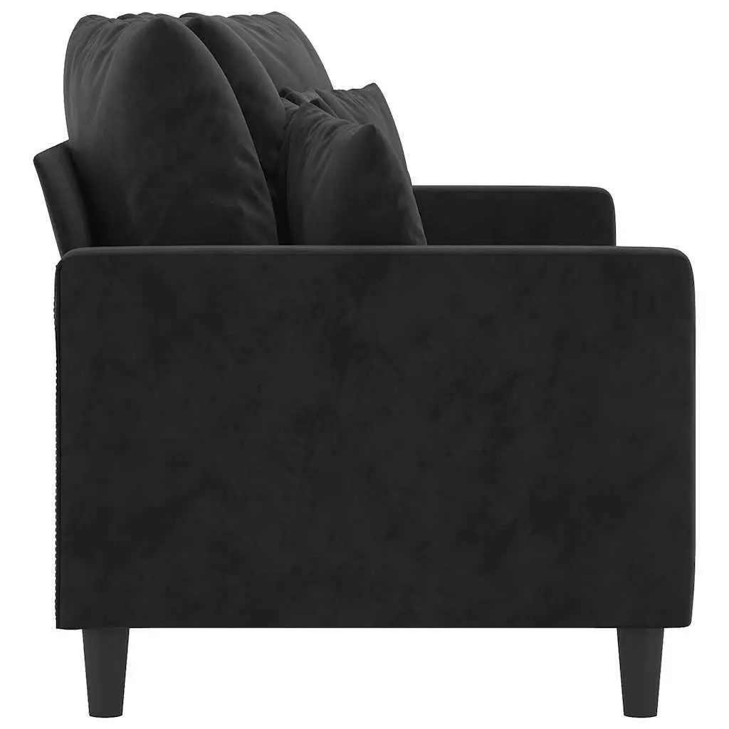 2-Seater Black Sofa 140cm Velvet Upholstered Couch