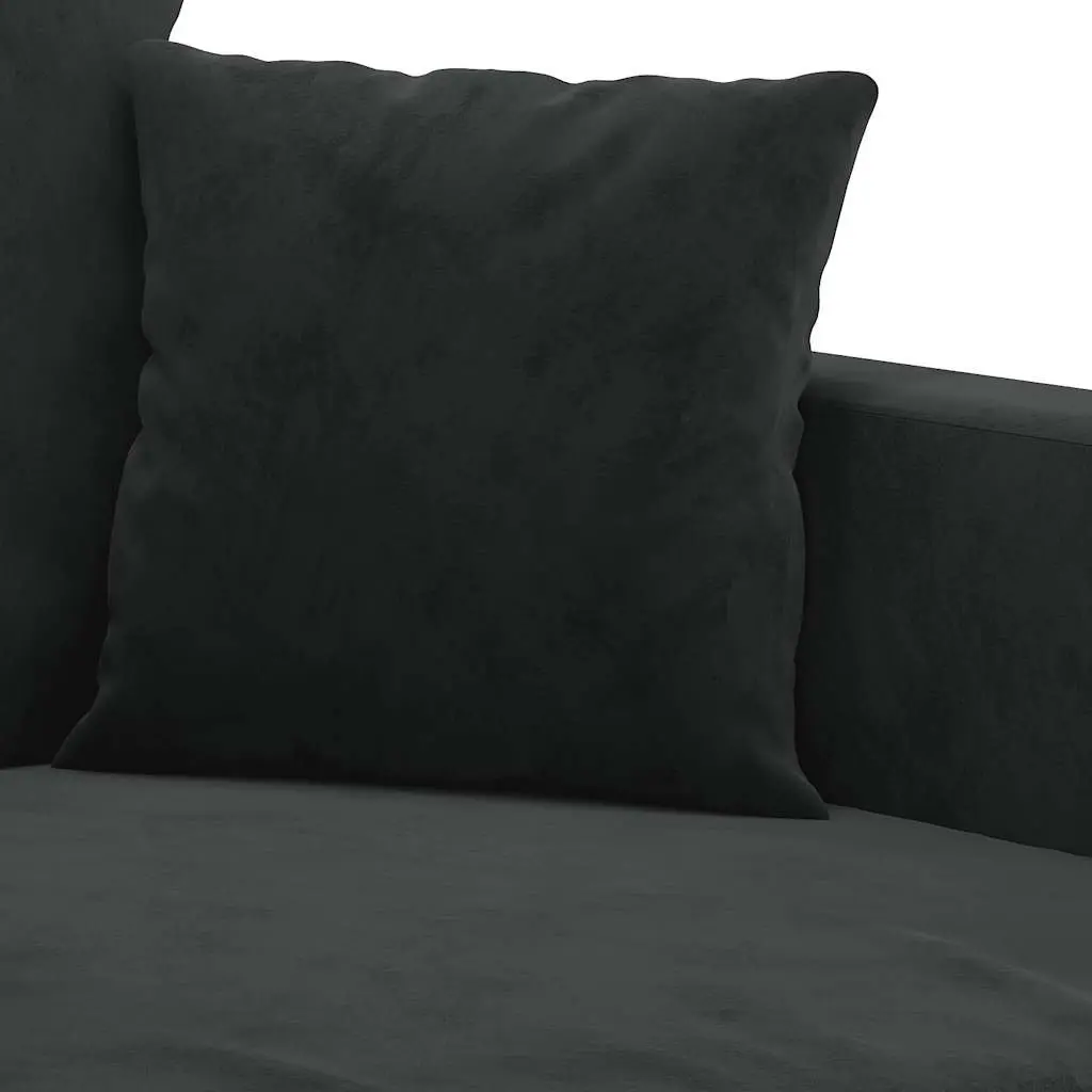 2-Seater Black Sofa 140cm Velvet Upholstered Couch