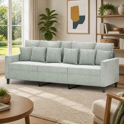Cozy 3-Seater Sofa in Grey Velvet for Your Living Space