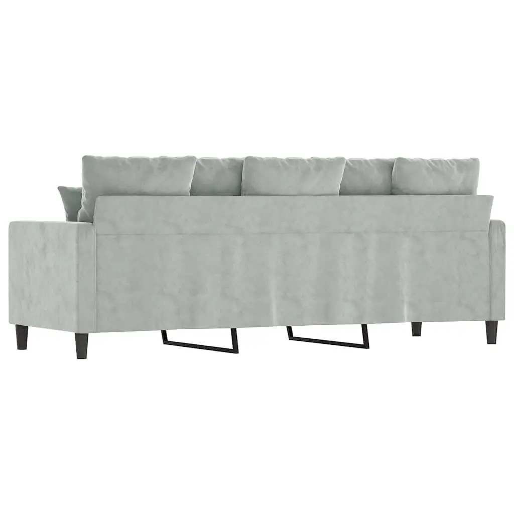 3-Seater Sofa Grey Velvet 180cm Modern Living Room Couch Comfortable Padded