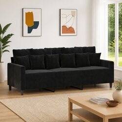 Inviting Black 3-Seater Sofa for Your Living Room