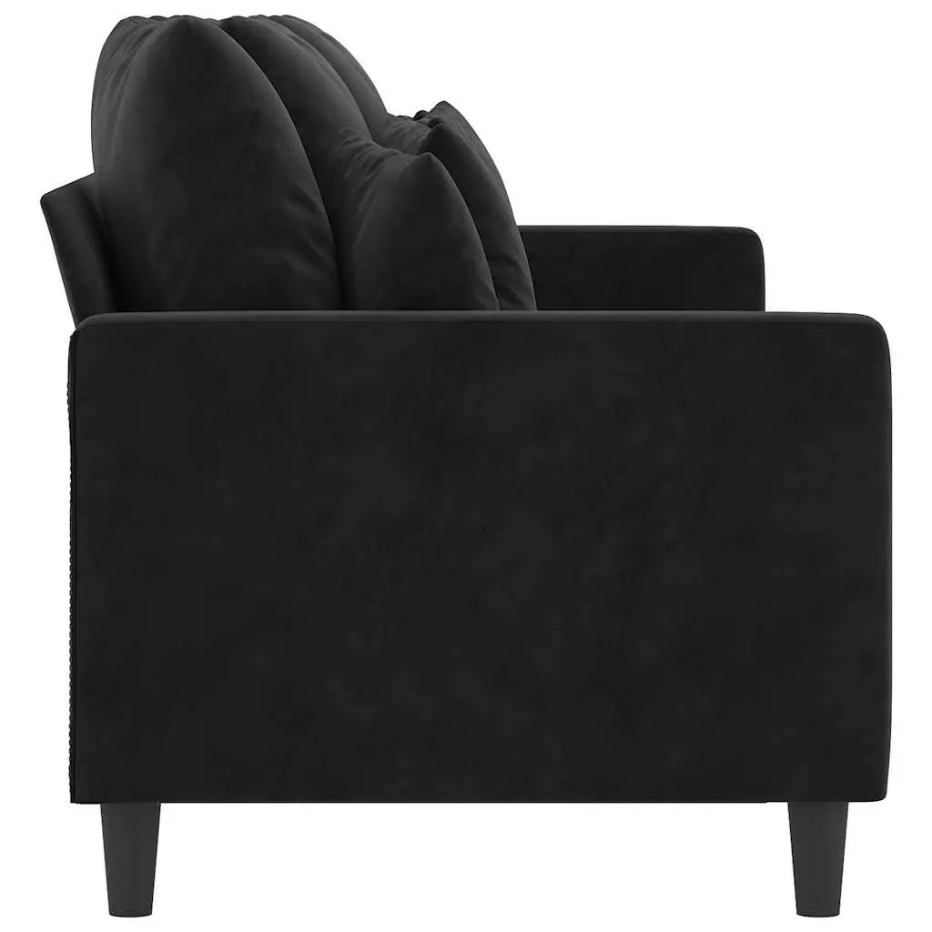 3-Seater Sofa Modern Black 180 cm Velvet Upholstered Metal Frame