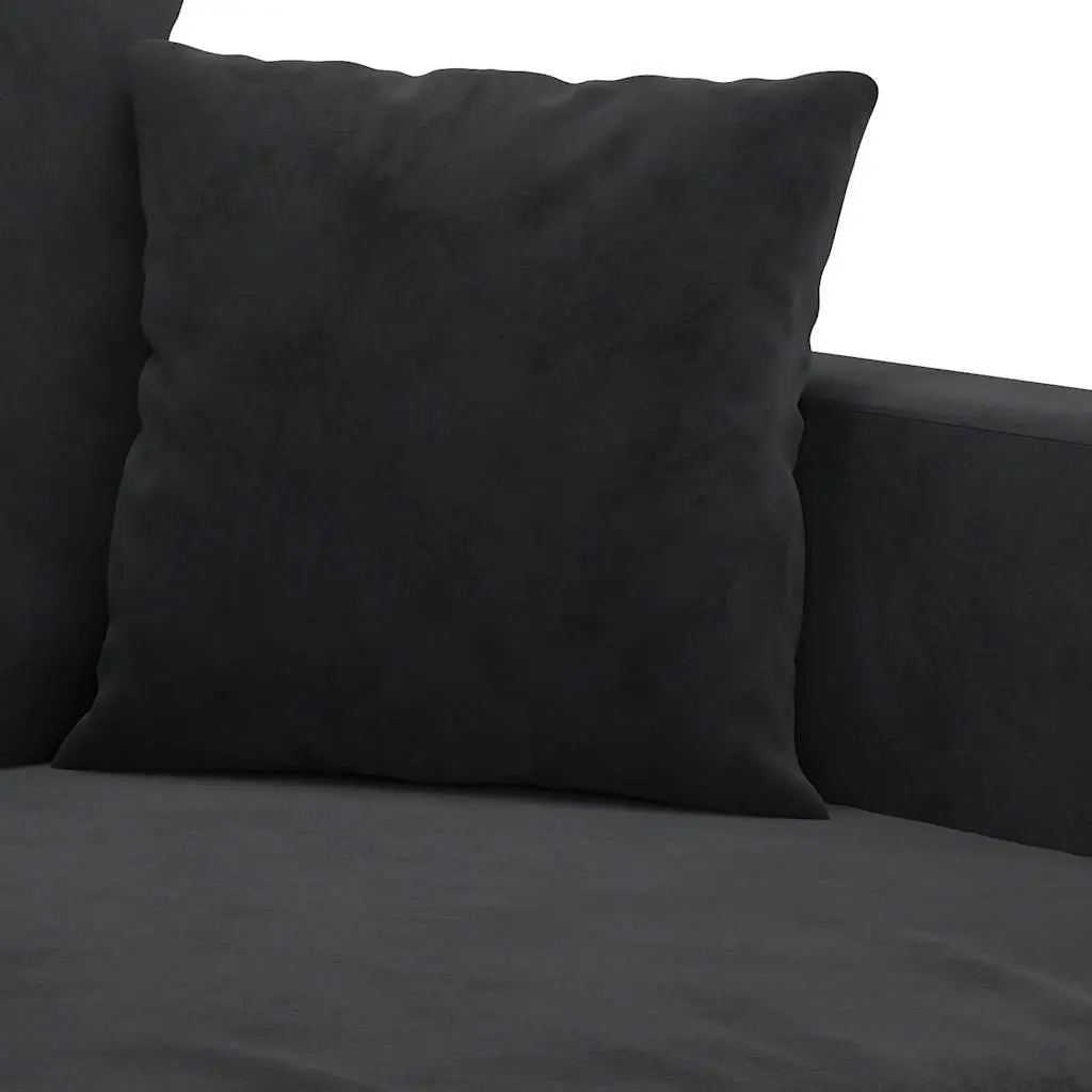 3-Seater Sofa Modern Black 180 cm Velvet Upholstered Metal Frame